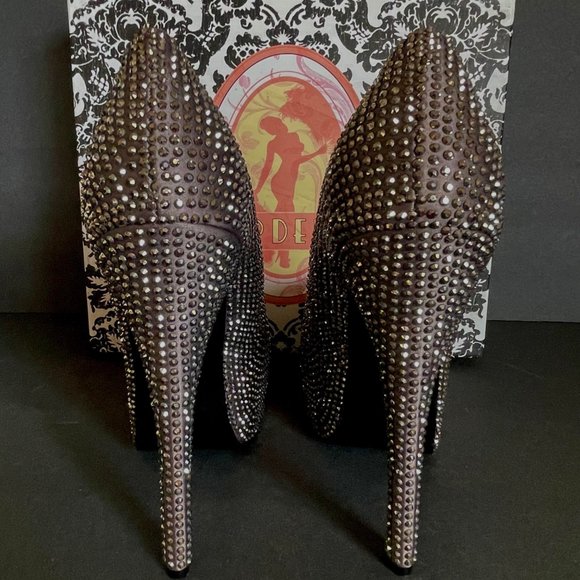 Bordello Teeze Rhinestone Platforms Pewter Size 8 - Picture 7 of 14